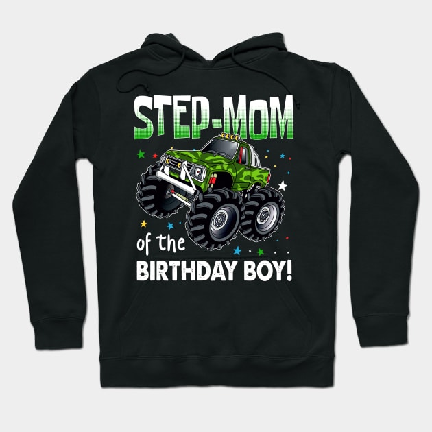 Step Mom of the Birthday Boy Monster Truck Birthday Hoodie by Tn Haryadiole